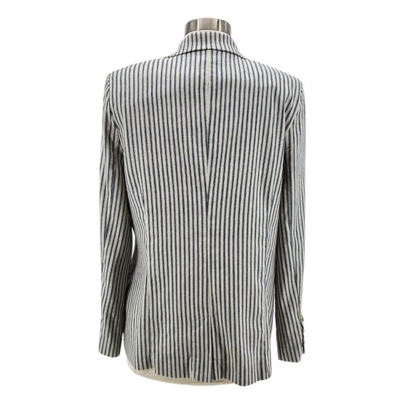 NEW Evereve Womens Medium Jacket Thea Stripe Blazer Natural Stripe Linen Blend - Picture 5 of 12